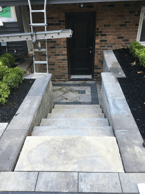 Back yard landscaping project - stone paver installation After