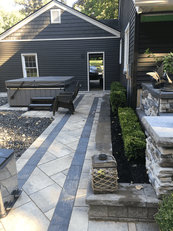Back yard landscaping project - brick pavers  After