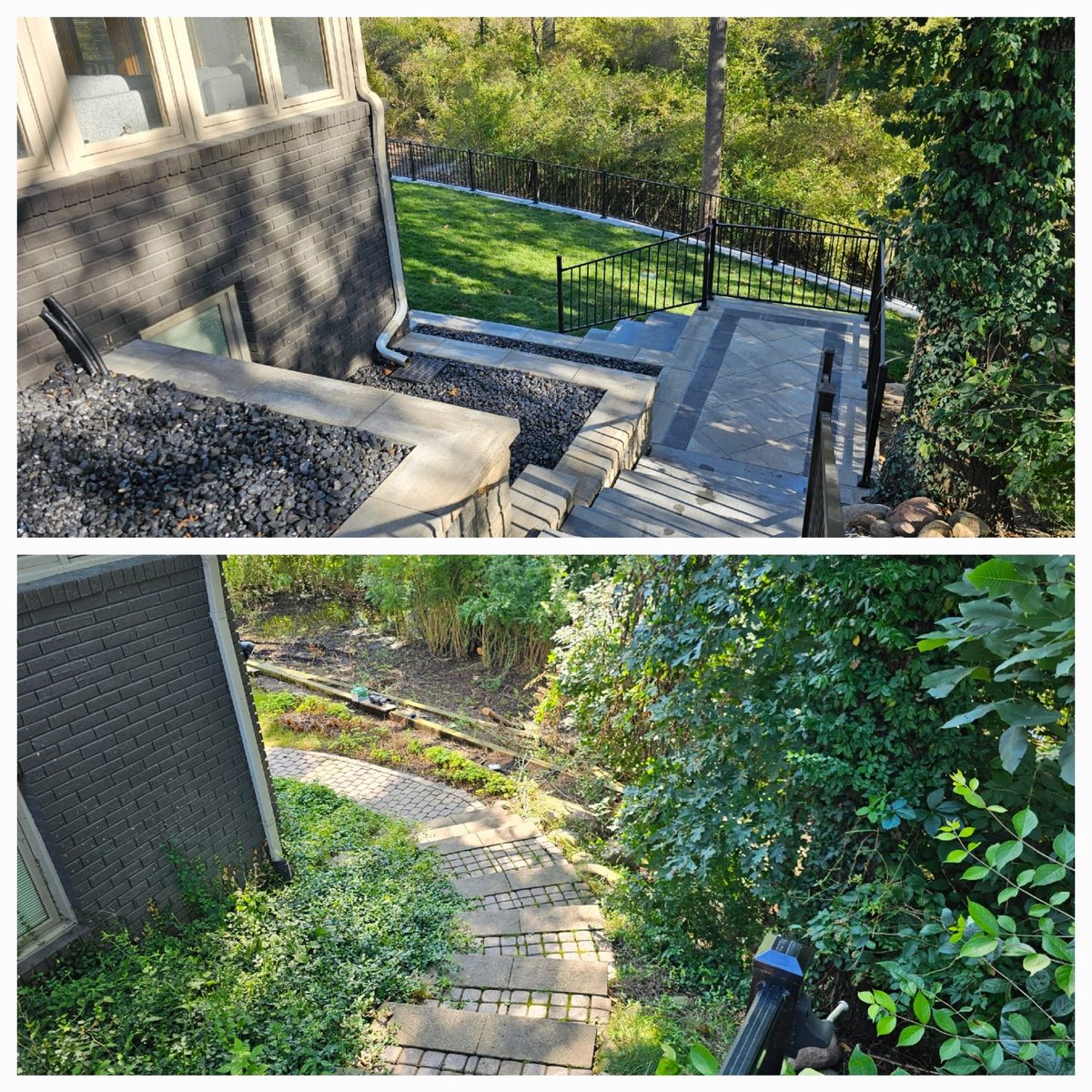 Before and after raised patio and walkway in Michigan