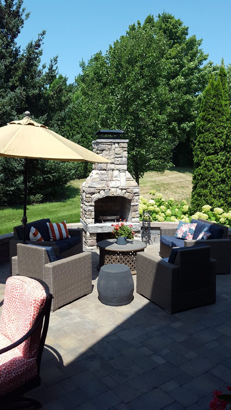 Outdoor fireplace with furniture