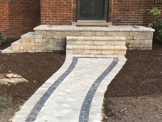 brick and stone paver walkway and front porch
