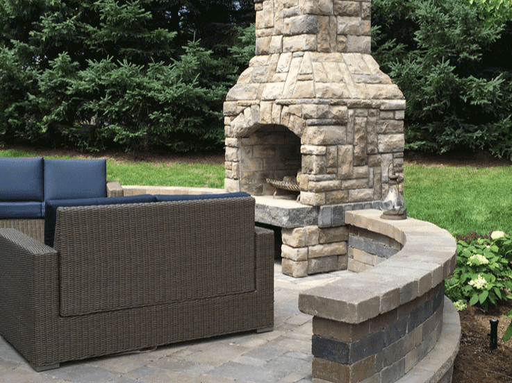 outdoor stone paver fireplace installer