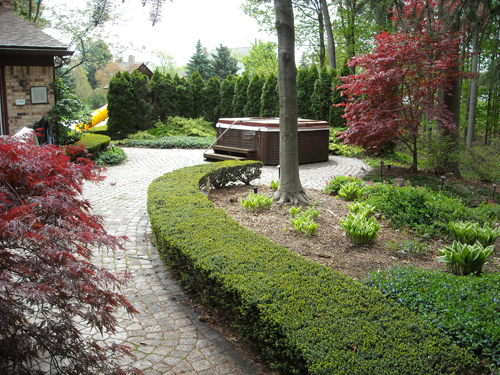 brick paver patio and hot tub Michgian