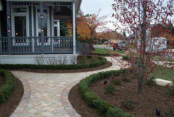 unique curved paver walkway